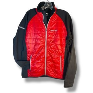 MARMOT MENS HYBRID COAT MEDIUM RED BLACK PUFFER LAYER quilted dfkw-1.31